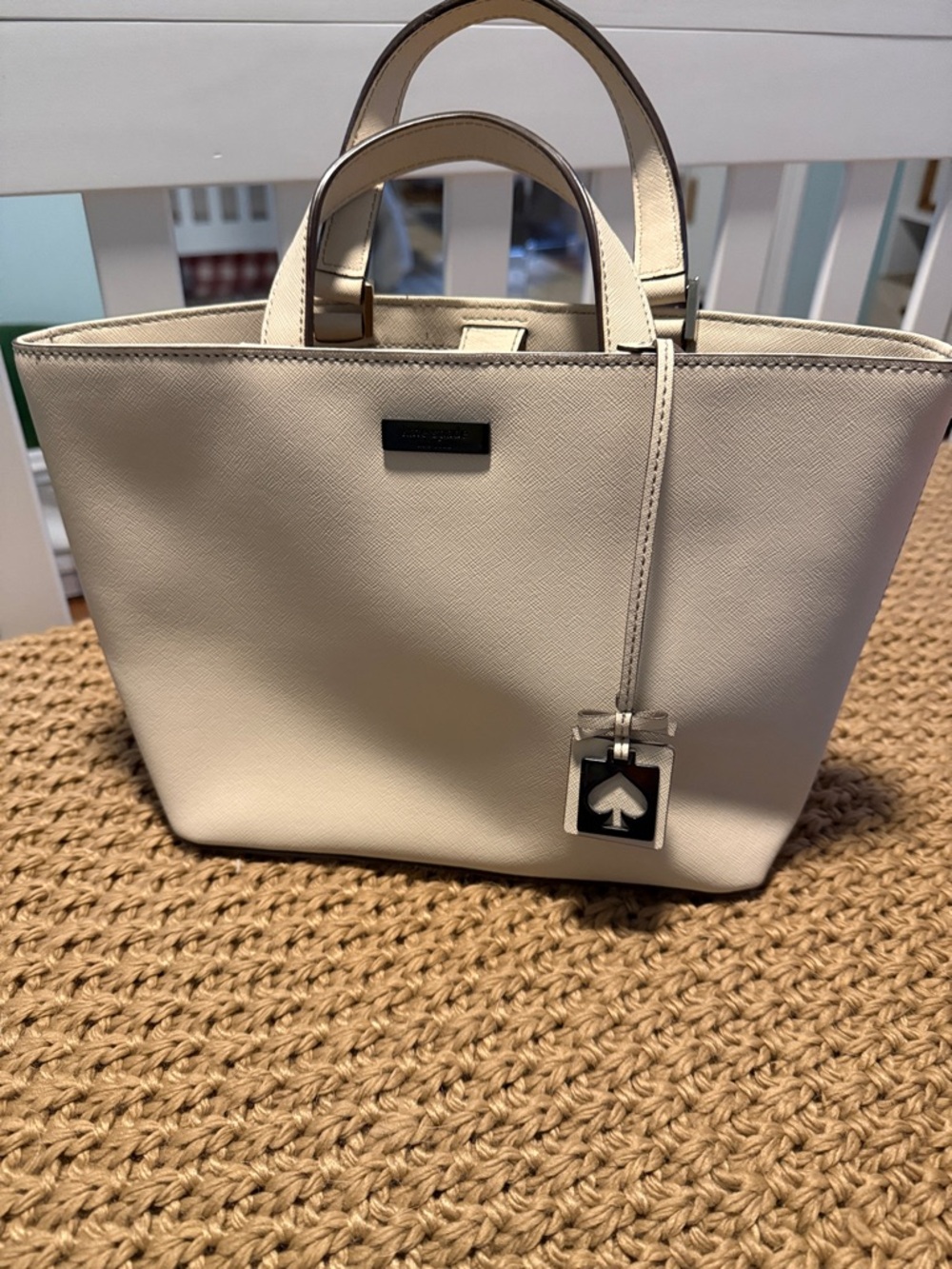 Kate Spade Cream Small Tote with Spade Charm